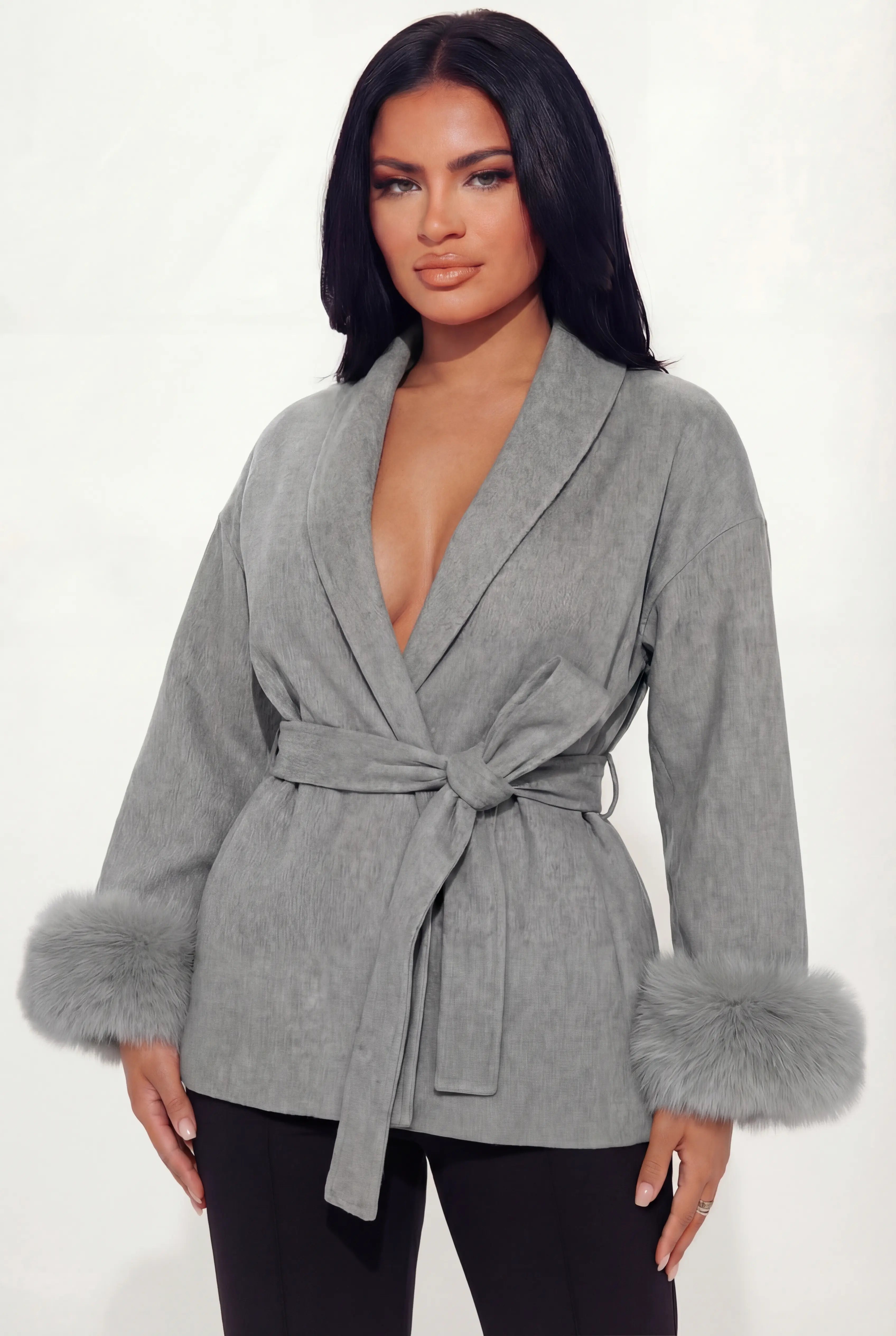 "Celine" Mantel mit Fell