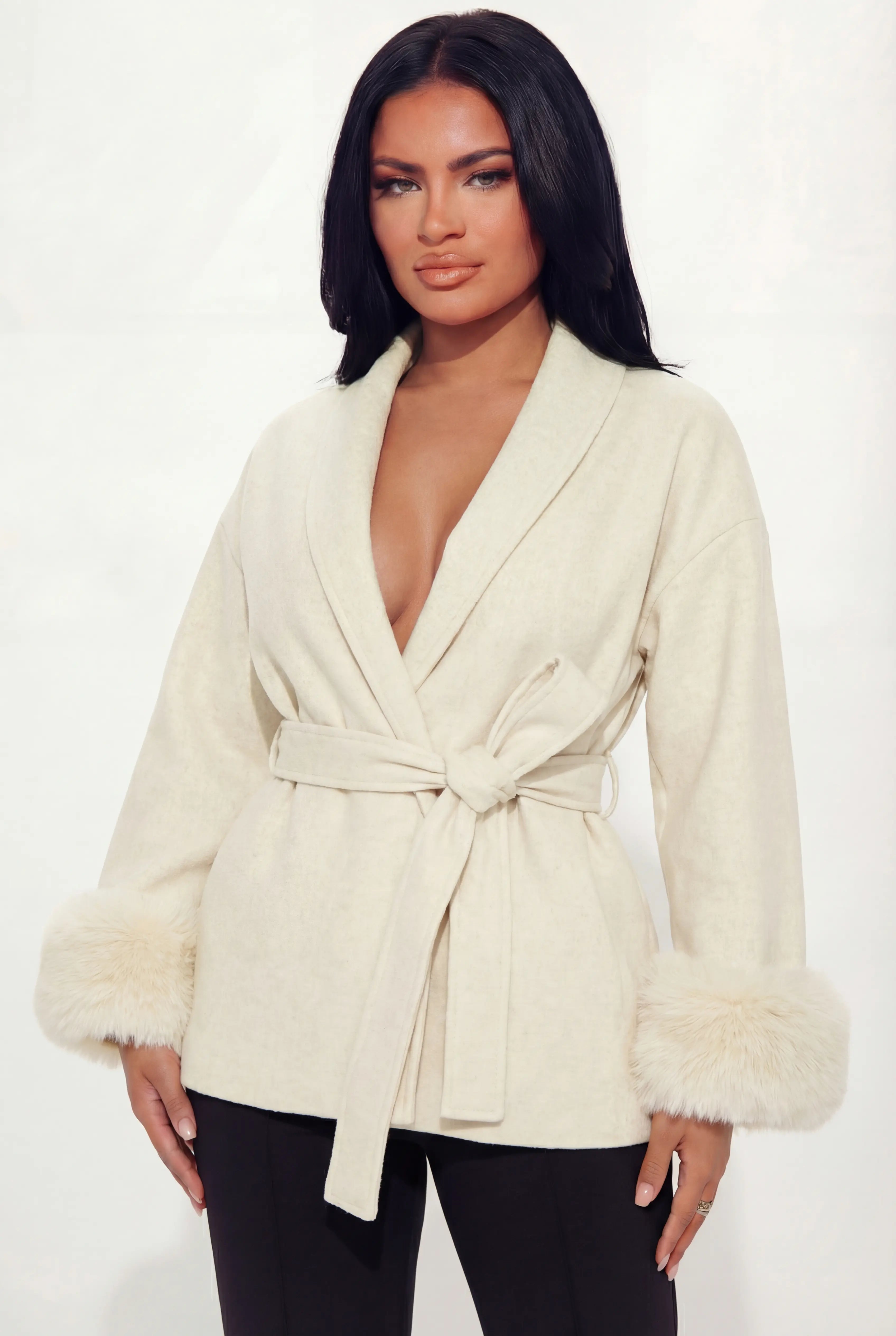 "Celine" Mantel mit Fell