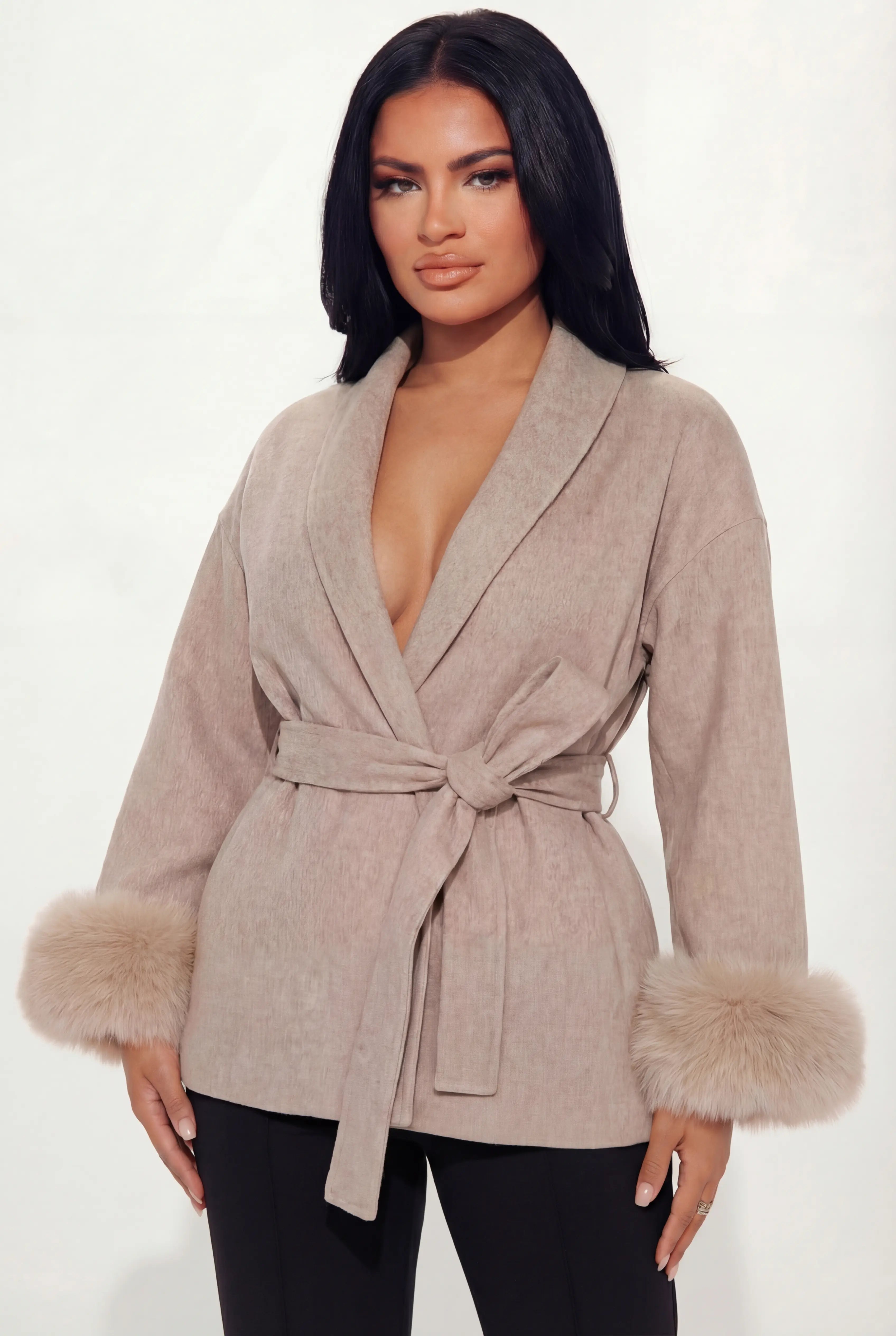 "Celine" Mantel mit Fell